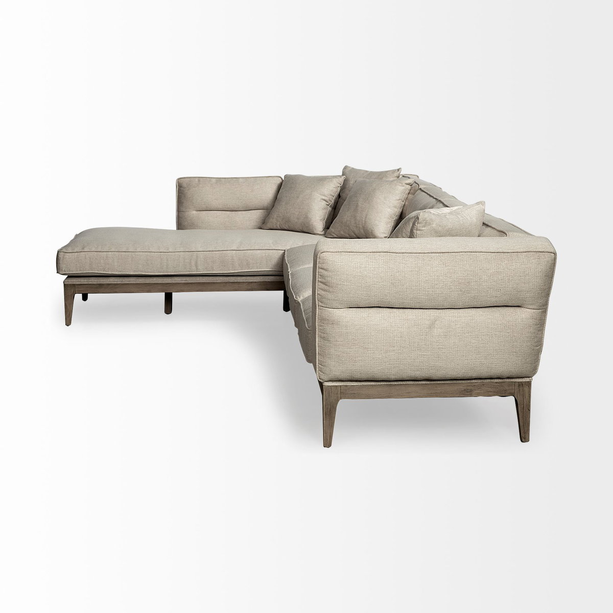 Denali IV 121' Beige Upholstered Wooden Frame Left Four Seater Sectional, Sectional Sofa by Mercana, 121" length x 86" width x 30.25" height View 7