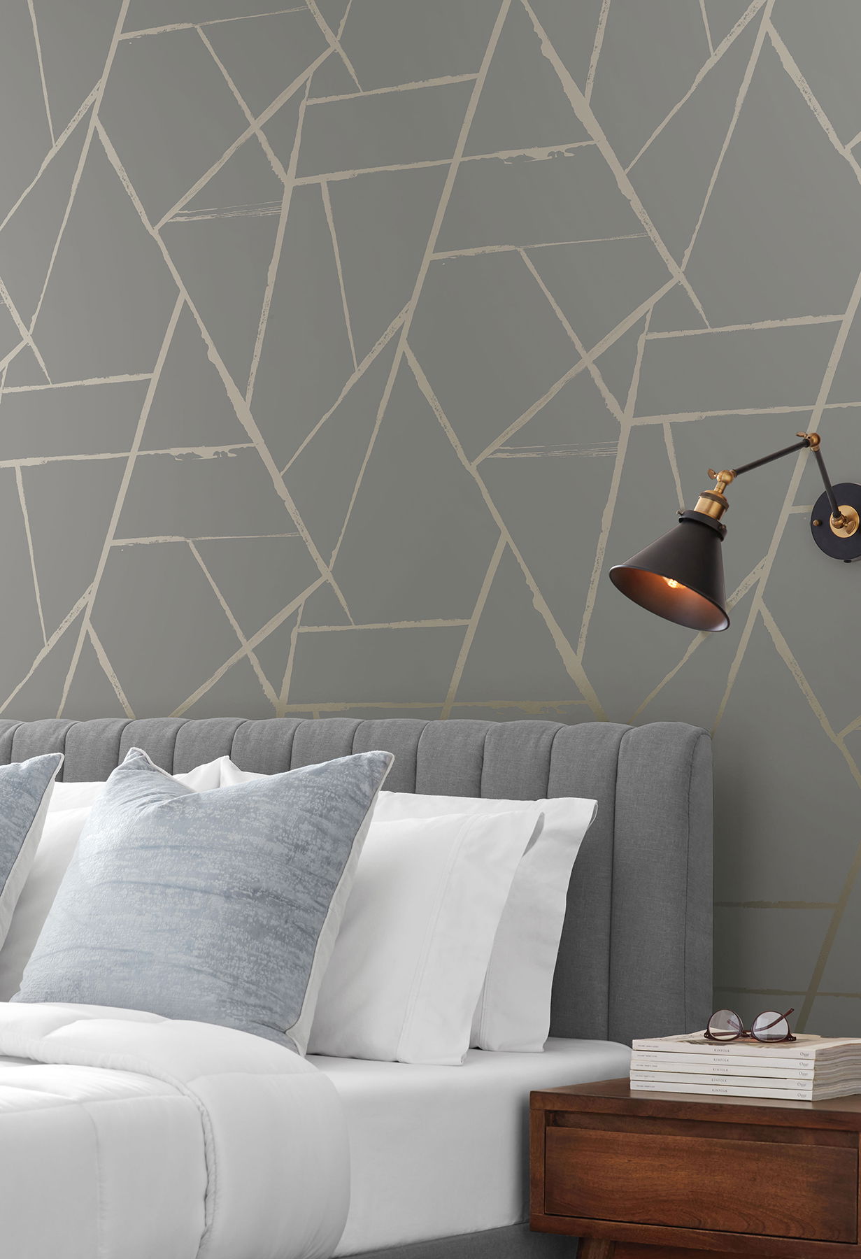 Intersect Grey Metallic Wallpaper large image 