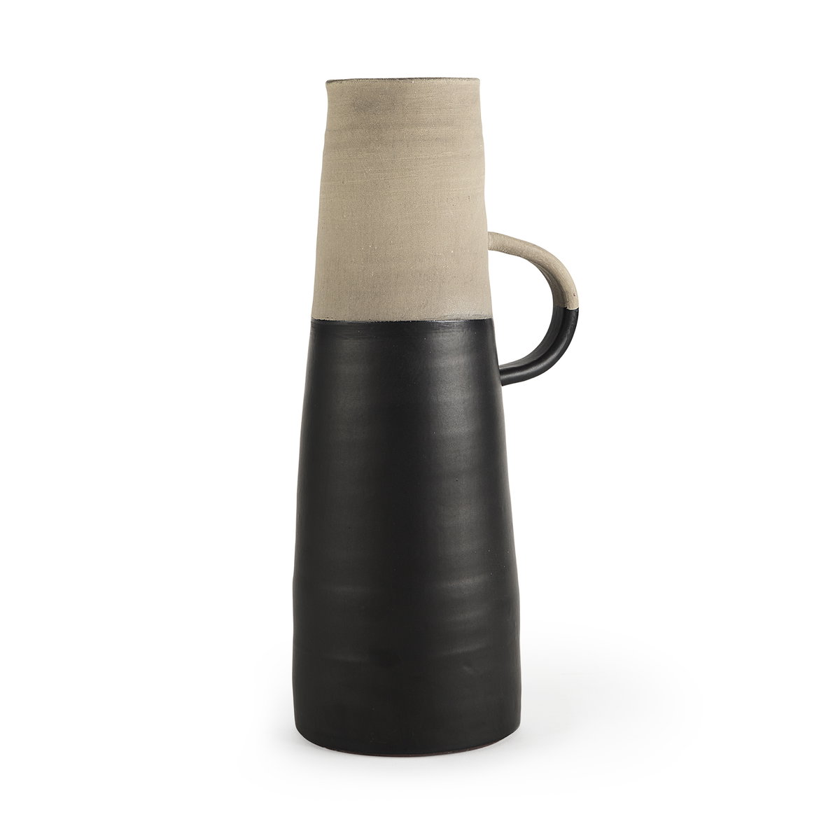 Garand Large 18.8H Two-Toned Black/Natural Ceramic Jug, Decorative Jar by Mercana, 7" length x 6" width x 16" height View 1