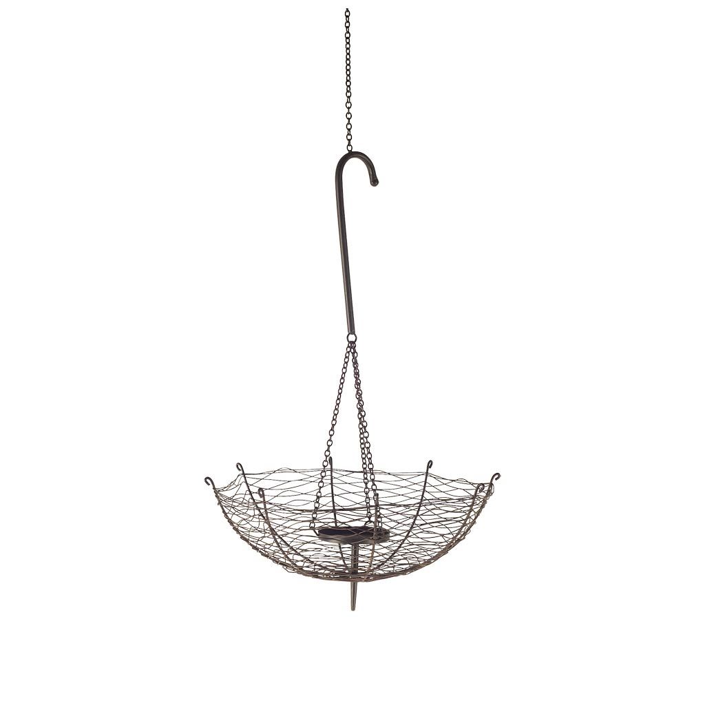 Rihanna II Medium Black Metal Umbrella Candle Holder Lantern, Lighting by Mercana, 39" length x 16.14" width x 38.98" height View 1