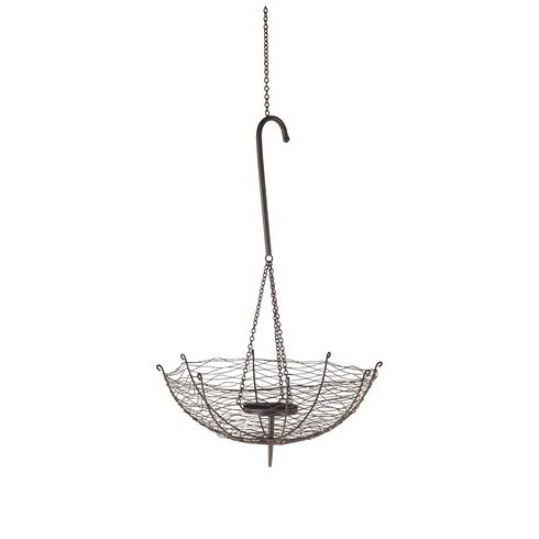 Rihanna II Medium Black Metal Umbrella Candle Holder Lantern