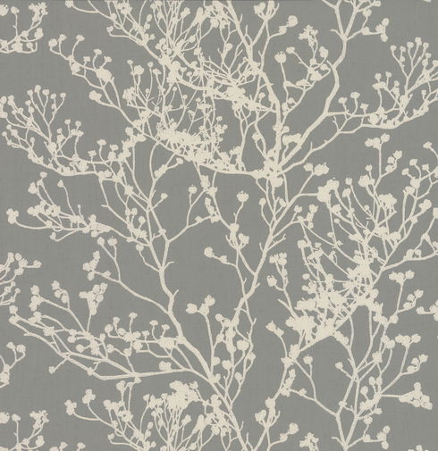 Budding Branch Silhouette Brown Wallpaper