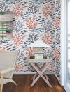 Marine Garden Coral & Navy Wallpaper thumbnail 1