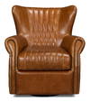 Bugatti Leather Swivel Chair  Cuba Brown, by Sarreid, 2'5" length x 2'8" width x 2'9" height thumbnail 2