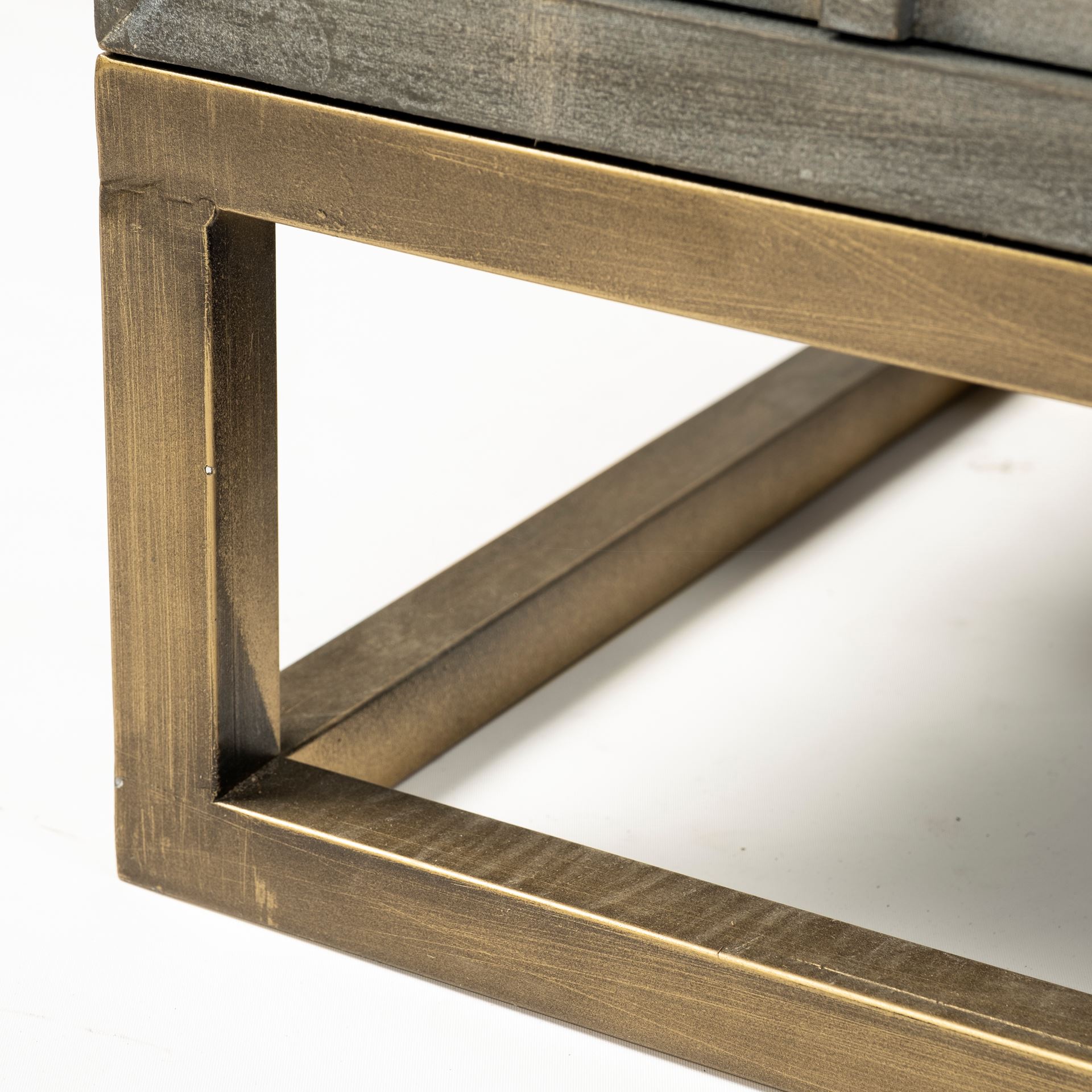 Genevieve II 70x15.8 Gray Fir Veneer with Gold Metal Frame Base 9 Drawer Sideboard, Sideboards & Buffet by Mercana, 70" length x 15.75" width x 31" height View 12