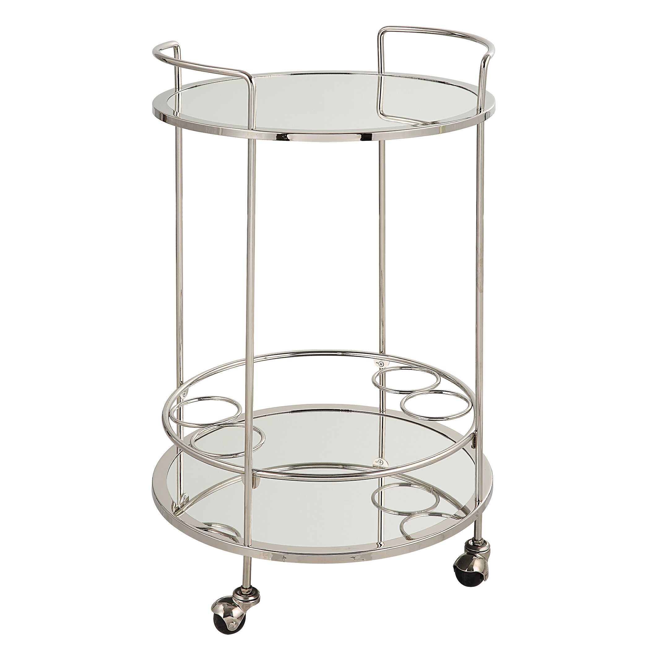Spritz Chrome Bar Cart, Furniture by Uttermost, 18" width x 28.75" height x 18" depth View 4