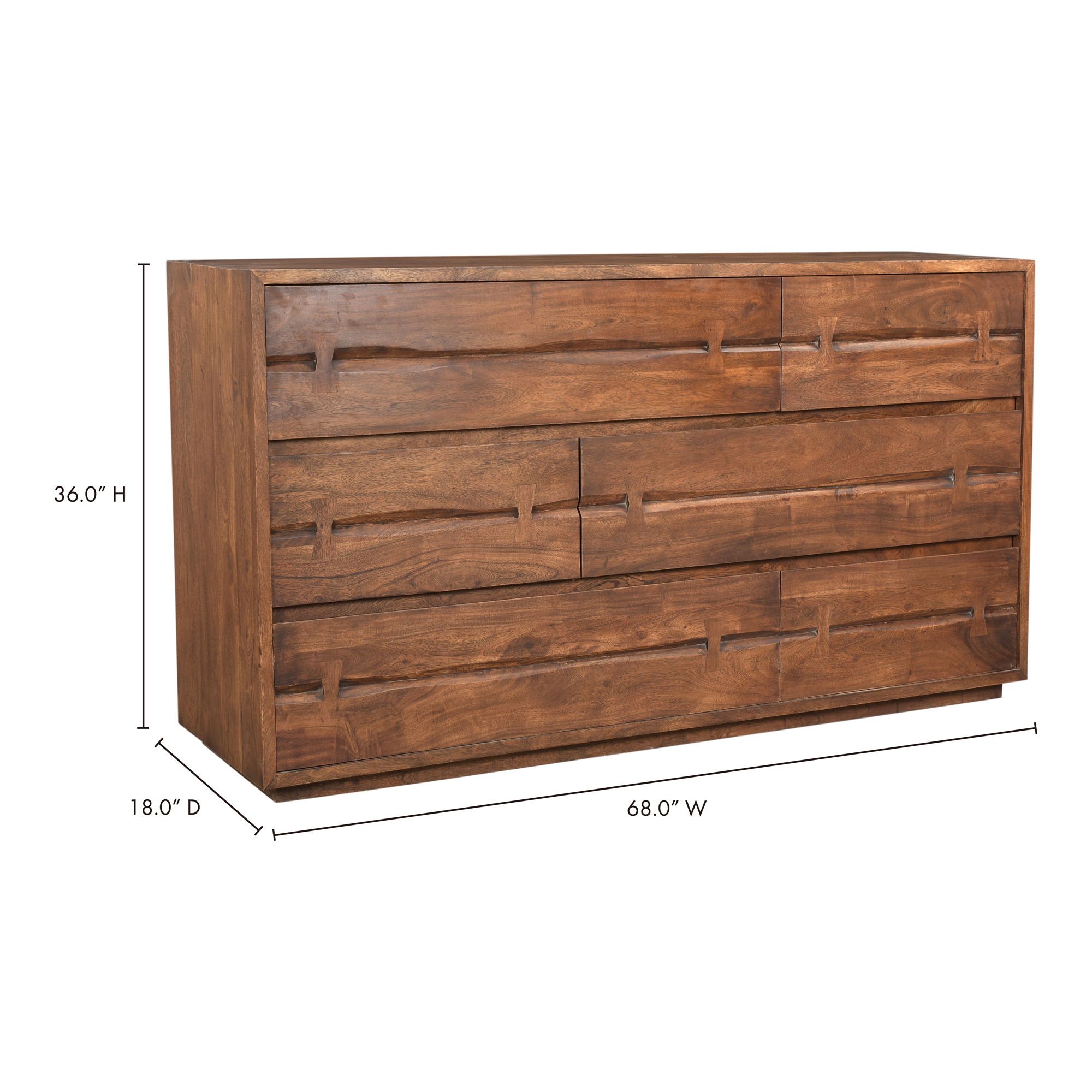 Madagascar Dresser, by Moe's Home, 68" width x 36.5" height x 18" depth View 12