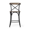 Etienne 26.25' Seat Height Brown Wood Seat Black Metal Base Stool thumbnail 3