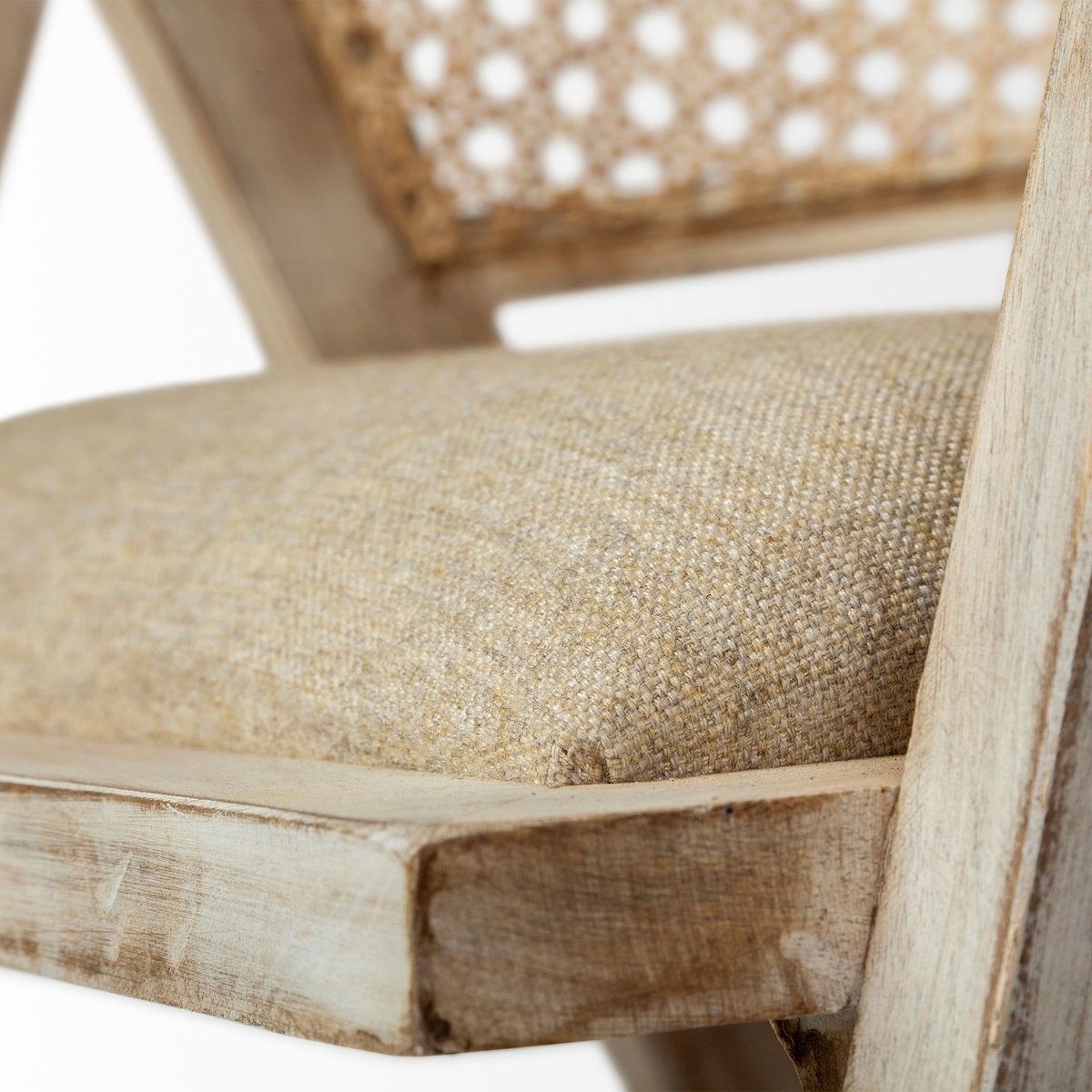 Tabitha Cane Back Dining Arm Chair | Polyester with Blonde Wooden, Dining Chair by Mercana, 23" length x 23" width x 30" height View 8