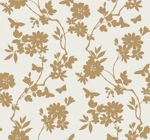 Flutter Vine White & Gold Wallpaper