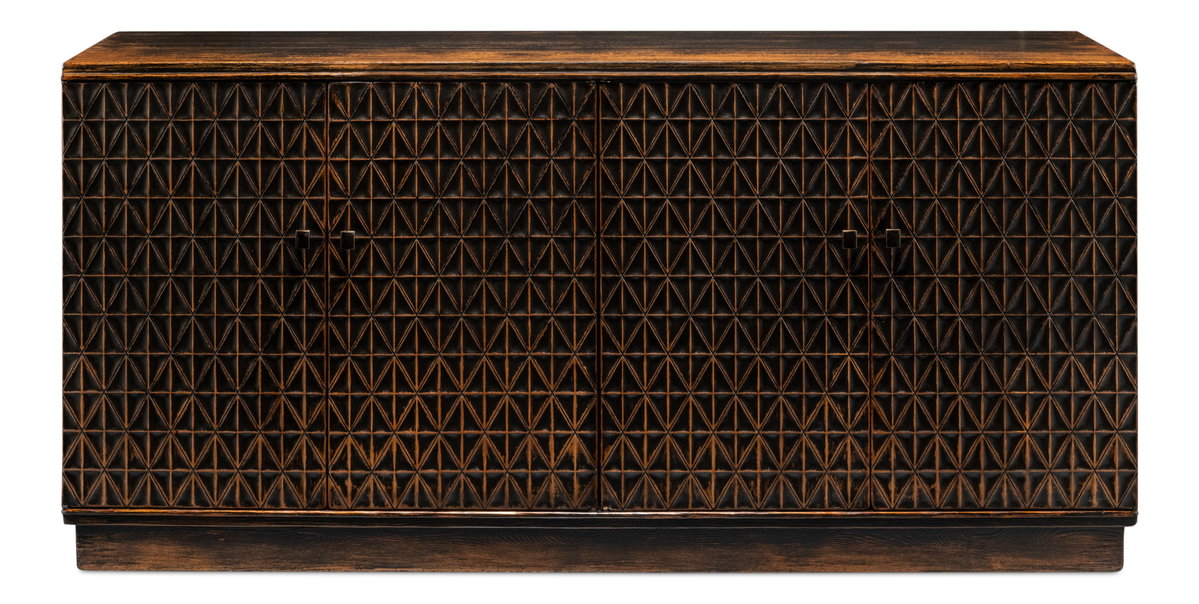 Scrubboard Front Sideboard  Ebony, by Sarreid, 1'5" length x 5'11" width x 2'10" height View 2