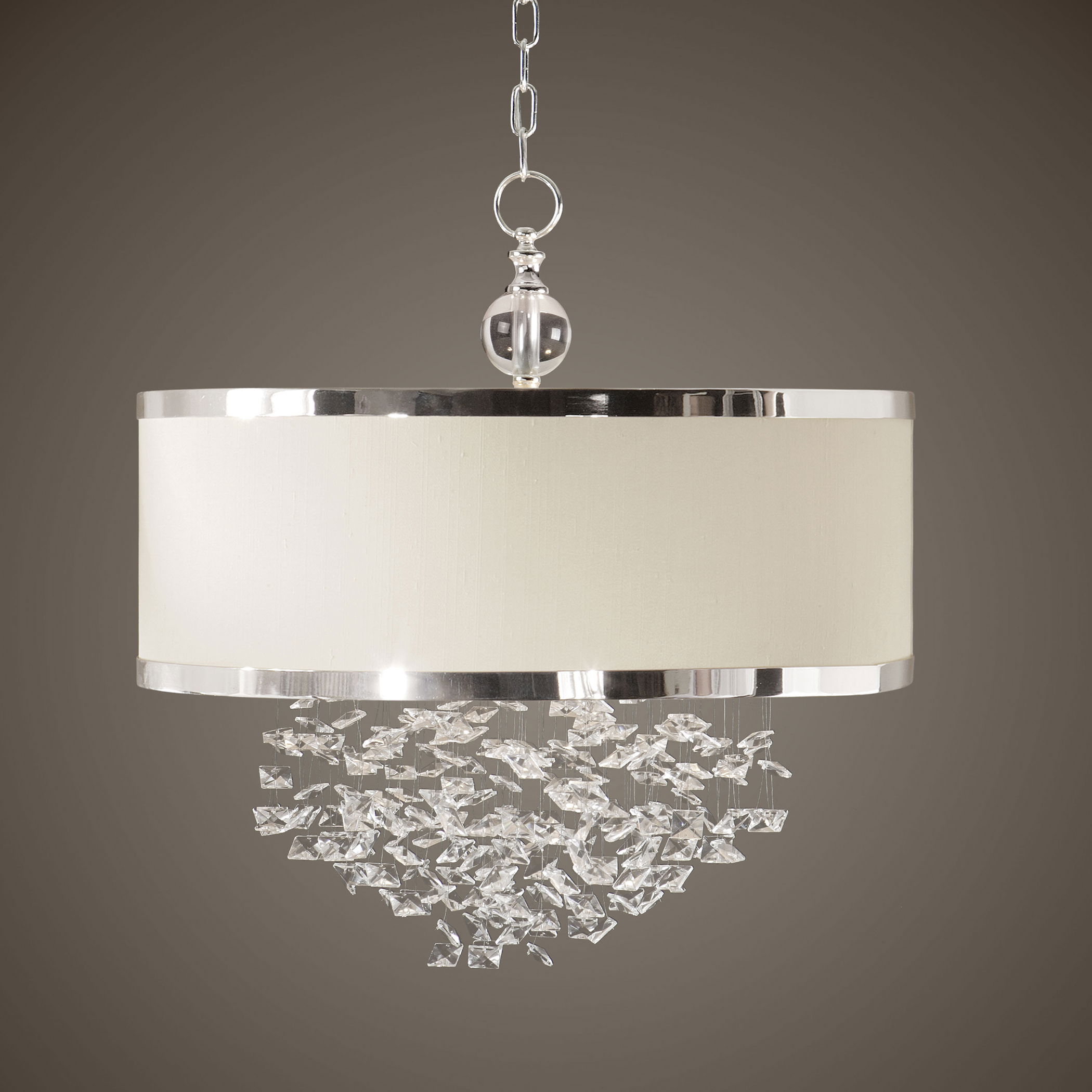 Fascination 3 Light Silken Drum Pendant large image 