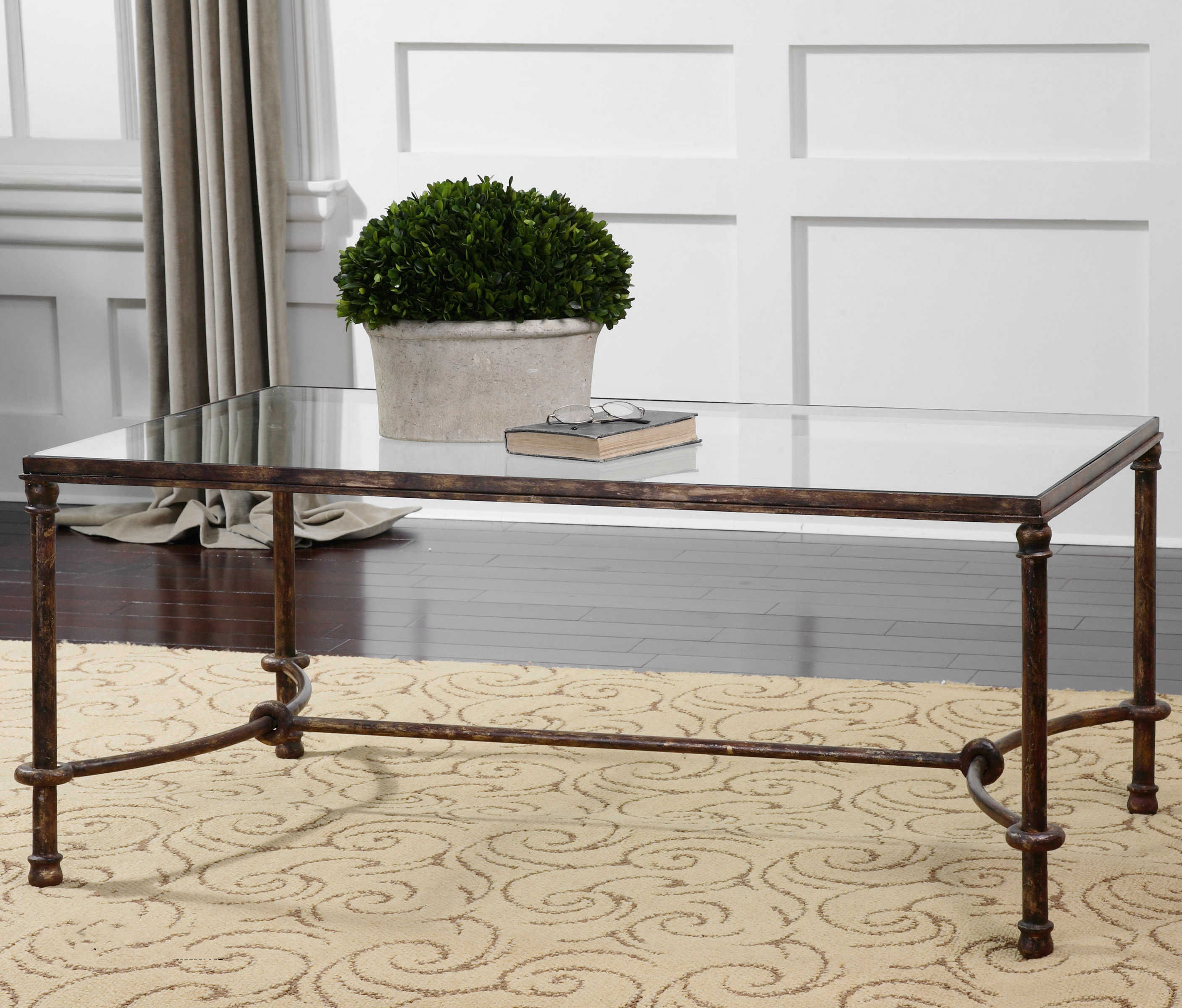 Warring Iron Coffee Table, Furniture by Uttermost, 48" width x 20" height x 28" depth View 2