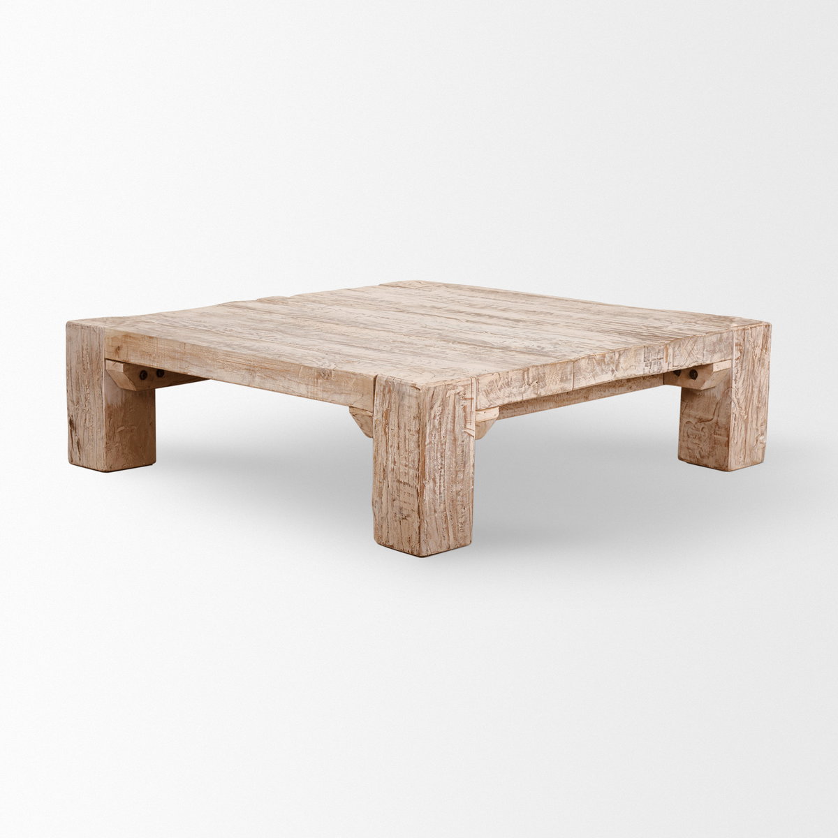McArthur 48x48 Square Reclaimed Solid Wood Coffee Table, by Mercana, 48" length x 48" width x 14" height View 5