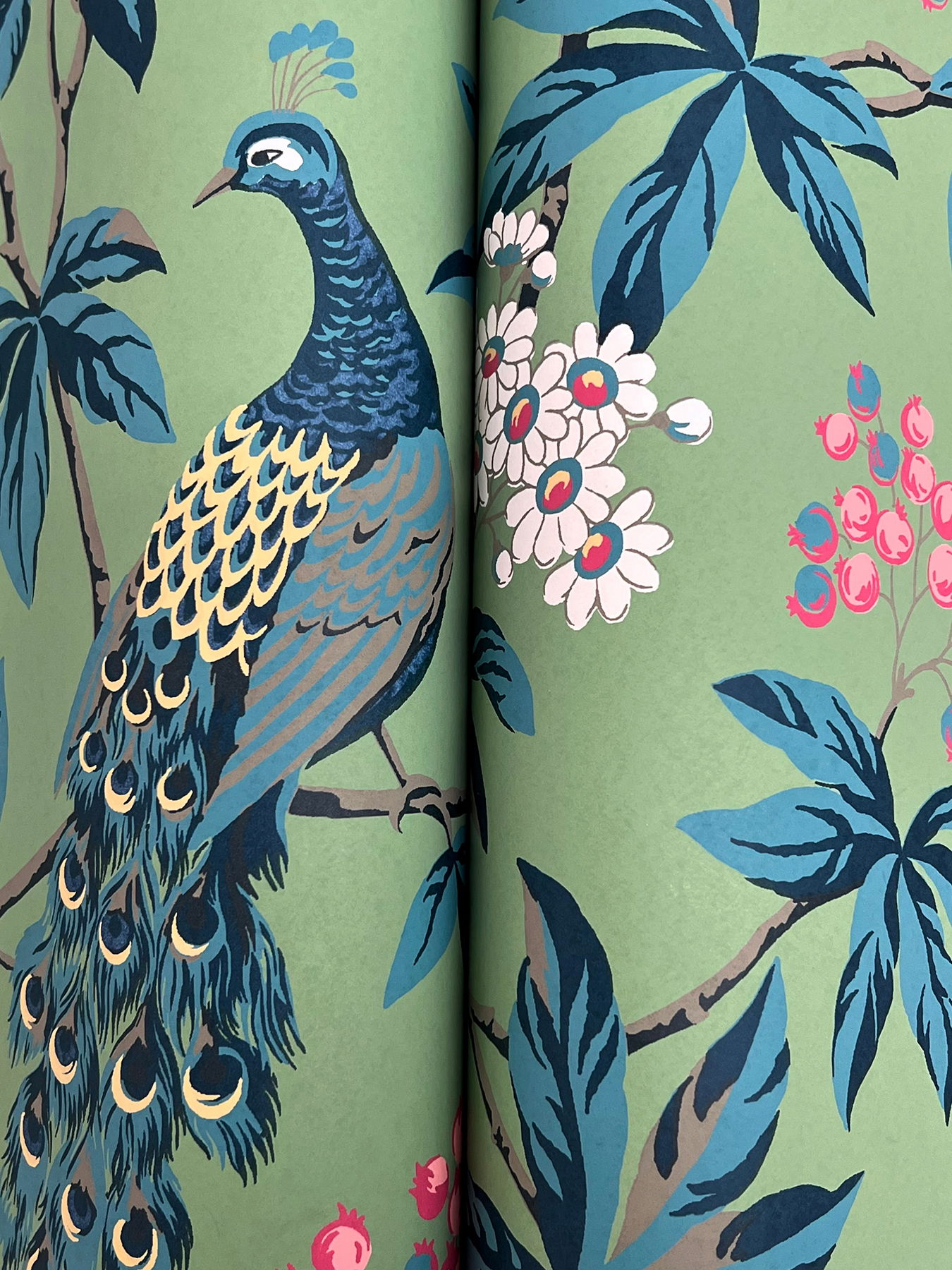 Peacock Estate Green Wallpaper large image 