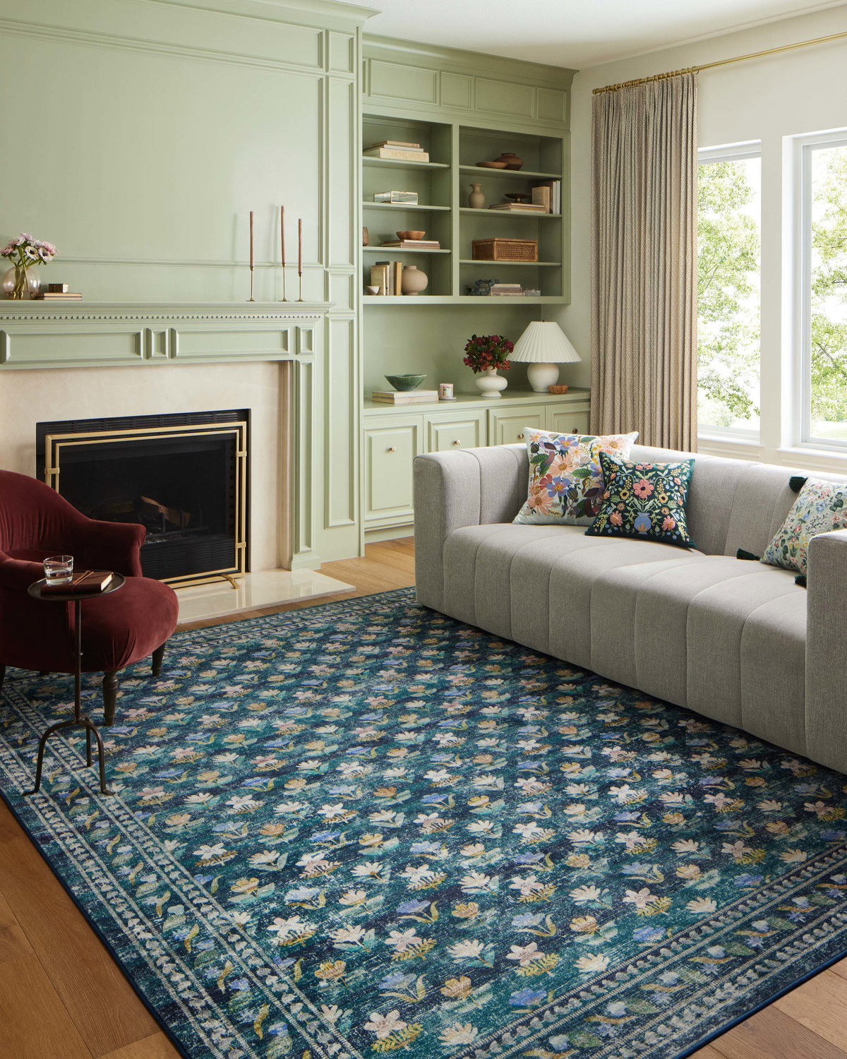 Rifle Paper Co. x Loloi Courtyard Rug, 2'6" length x 7'6" width View 2