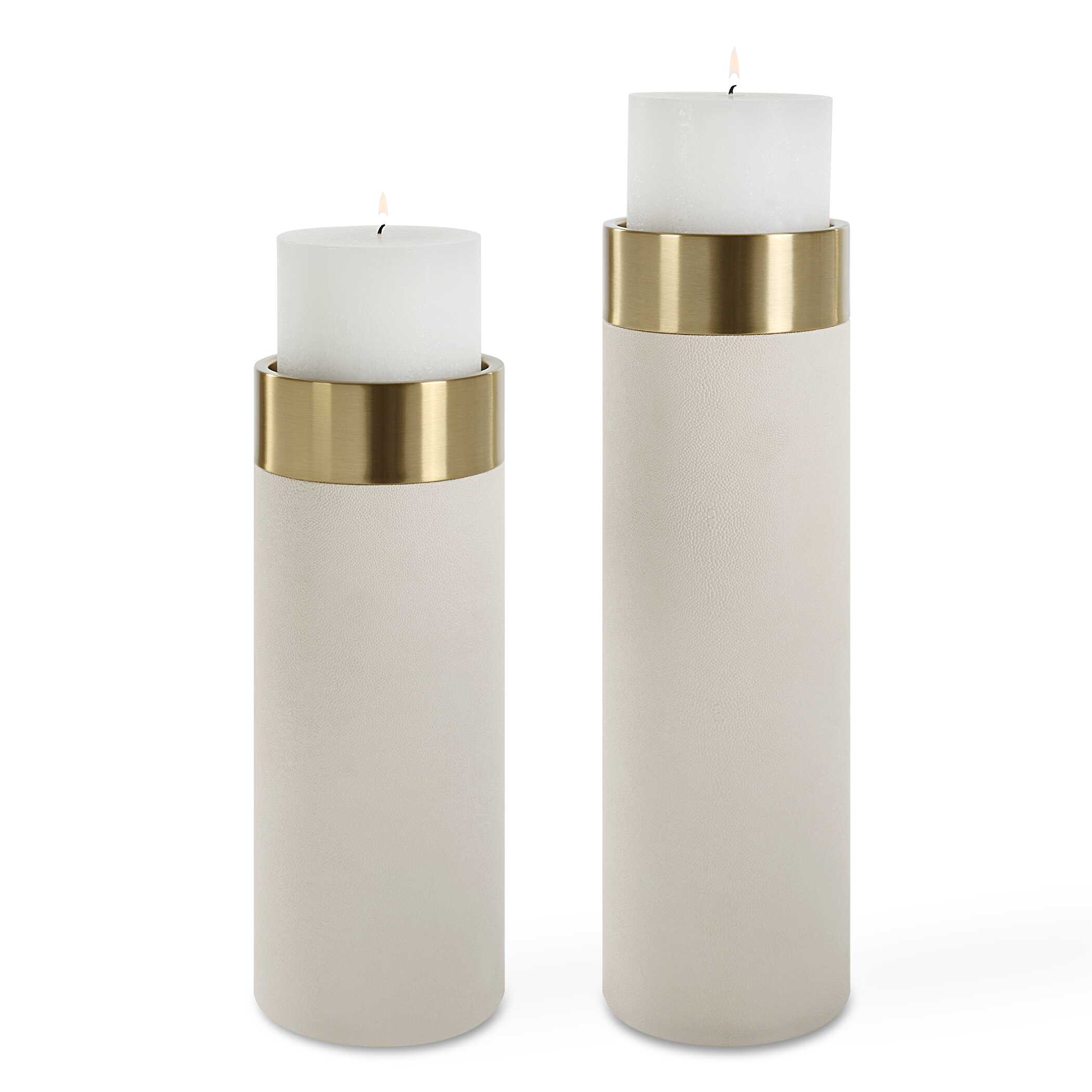 Wessex White Pillar Candleholders Set Of 2, Decorative by Uttermost, 4.62" width x 16" height x 4.62" depth View 1