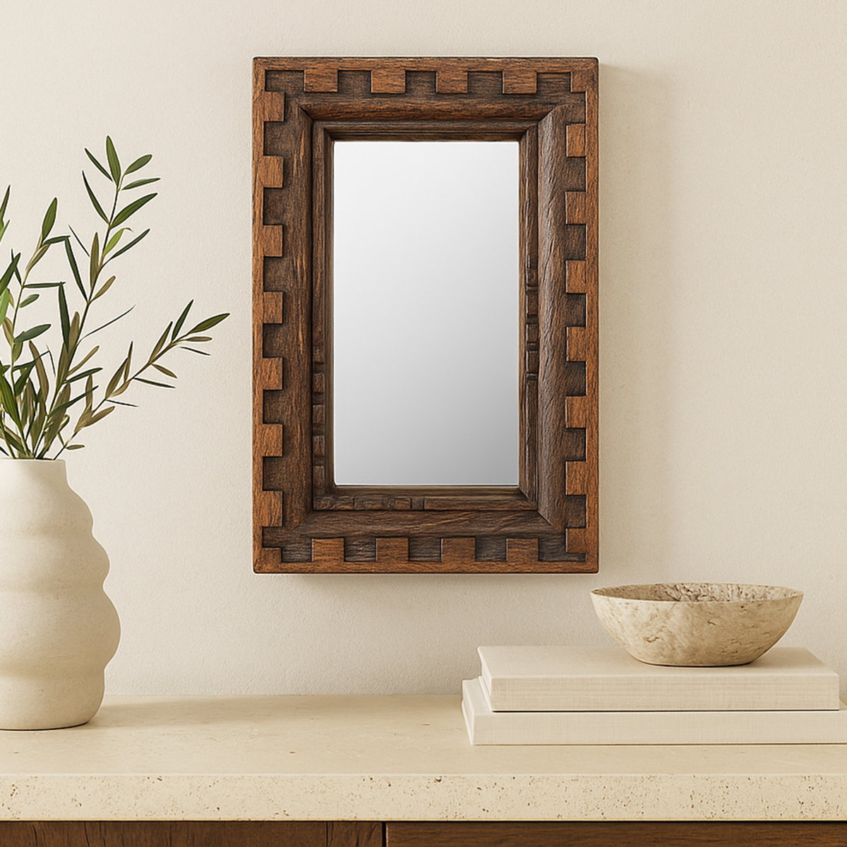 Holland Mirror Small Brown, by Moe's Home, 12" width x 18" height x 2" depth View 5
