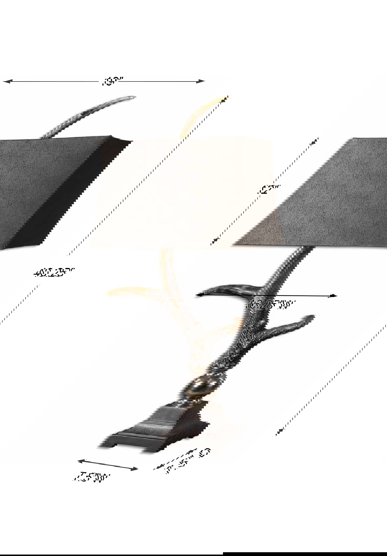 Stag Horn Dark Shade Table Lamp, by Uttermost, 19" width x 40.25" height x 12" depth View 3