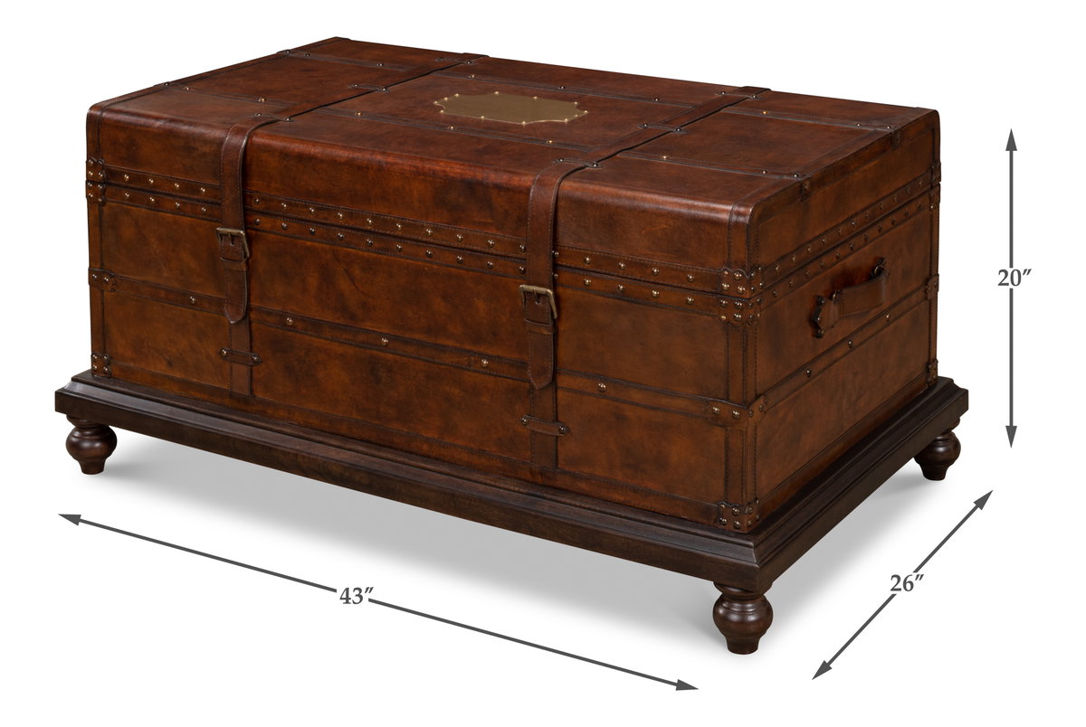 Laramie Trunk Coffee Table, by Sarreid, 2'2" length x 3'7" width x 1'8" height View 16