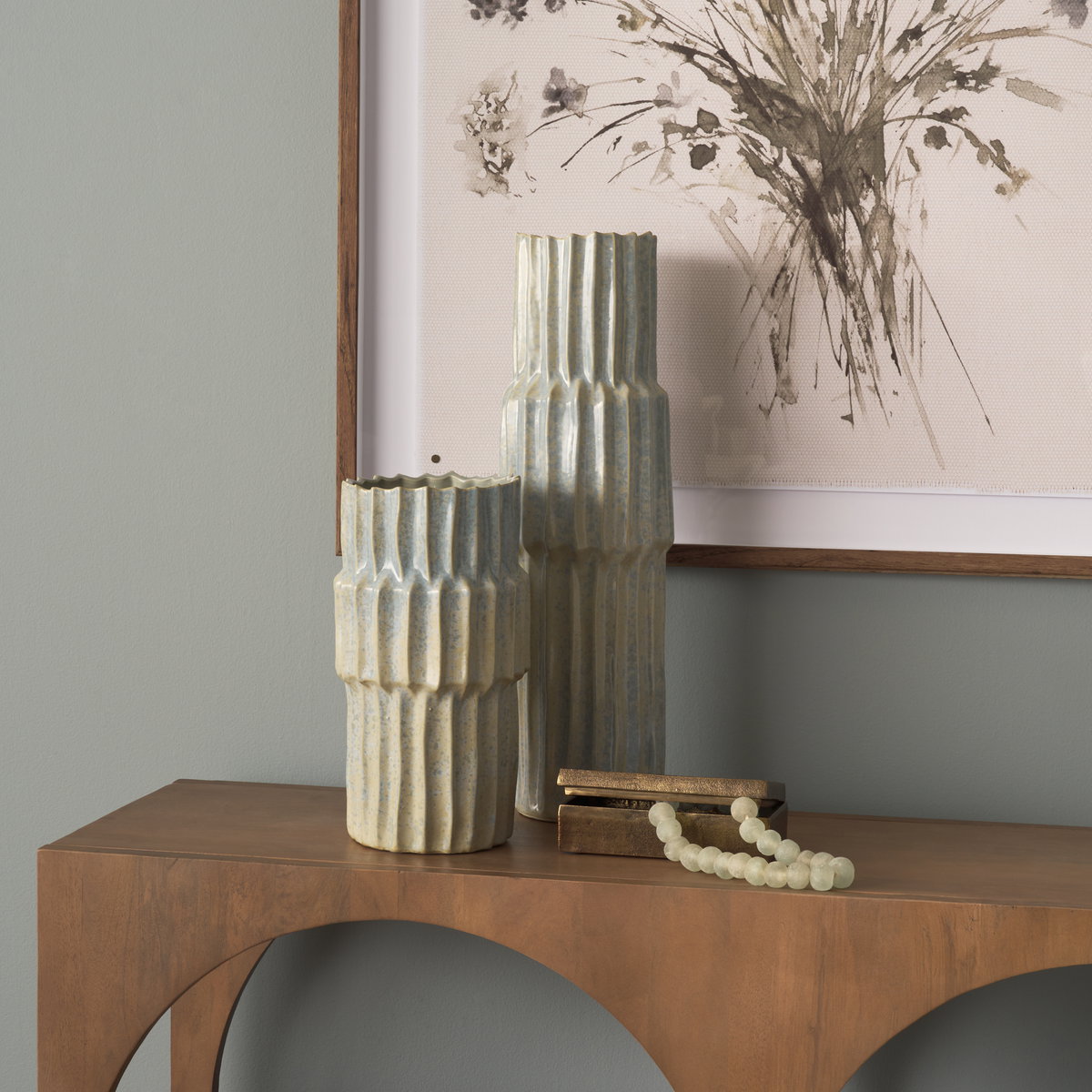 Cardon 14.4H Gray Ceramic Vase, by Mercana, 7.48" length x 7.48" width x 13.78" height View 2