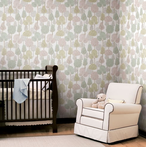 Treetops Pink & Mint Peel & Stick Wallpaper