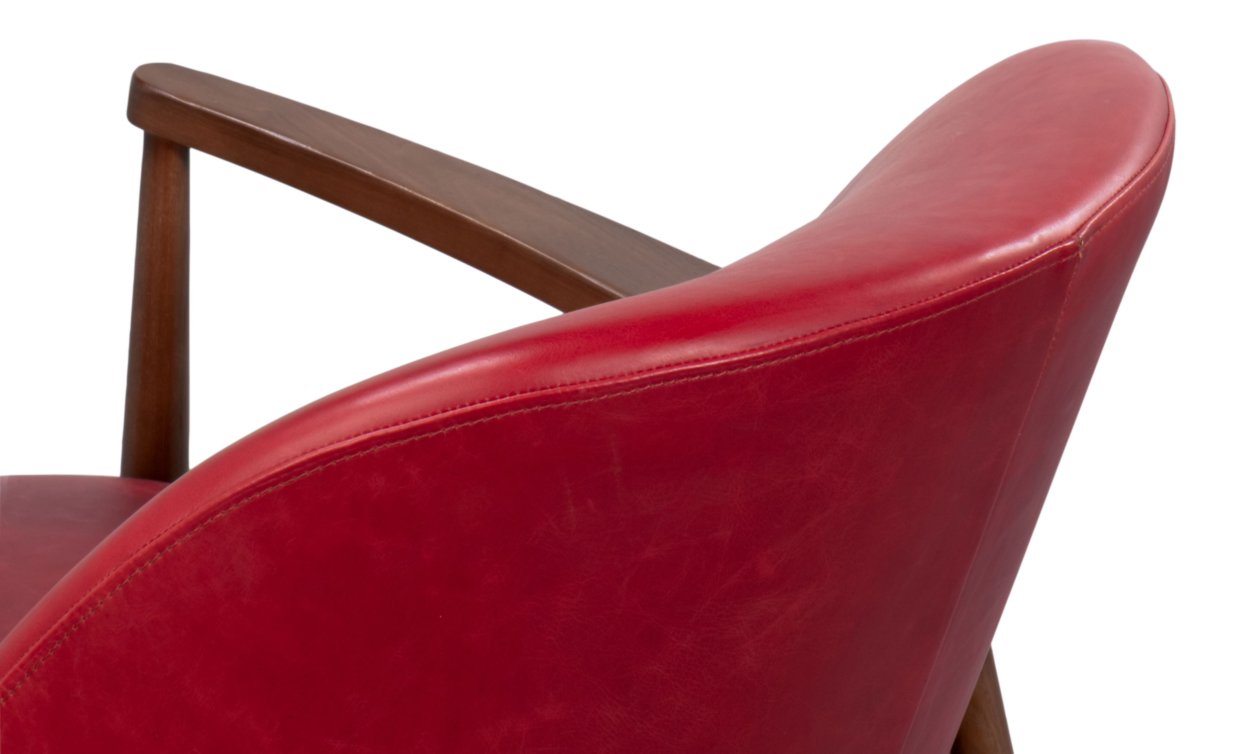Pindar Armchair, Leather, New Rouge,Red large image 