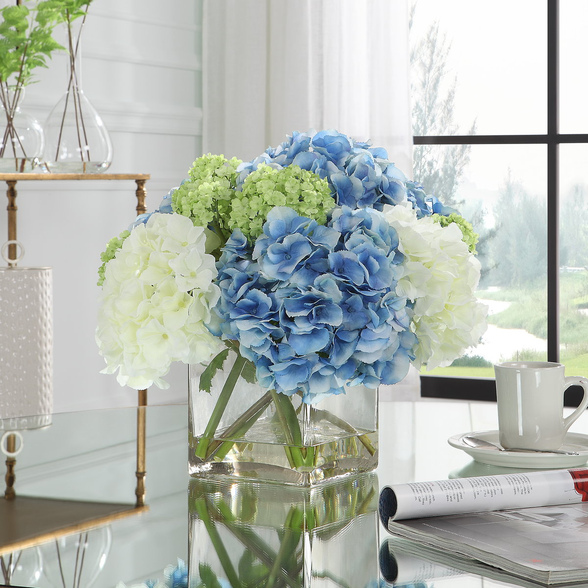 Providence Hydrangea Bouquet, Artificial Plants & Flower by Uttermost, 16.25" width x 13.62" height x 16.25" depth View 2