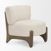 Vyra Dark Brown Wood with Cream Fabric Accent Chair, by Mercana, 26.97" length x 29.13" width x 27.55" height thumbnail 8