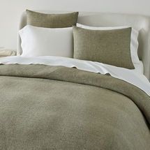 Online Designer Bedroom European Linen Mini Waffle Duvet, F/Q, Dark Olive