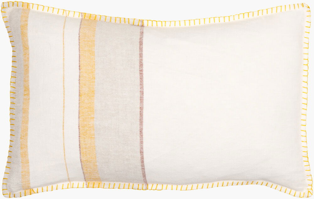Linen Stripe Embellished Lumbar Pillow large image 