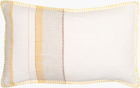 Linen Stripe Embellished Lumbar Pillow
