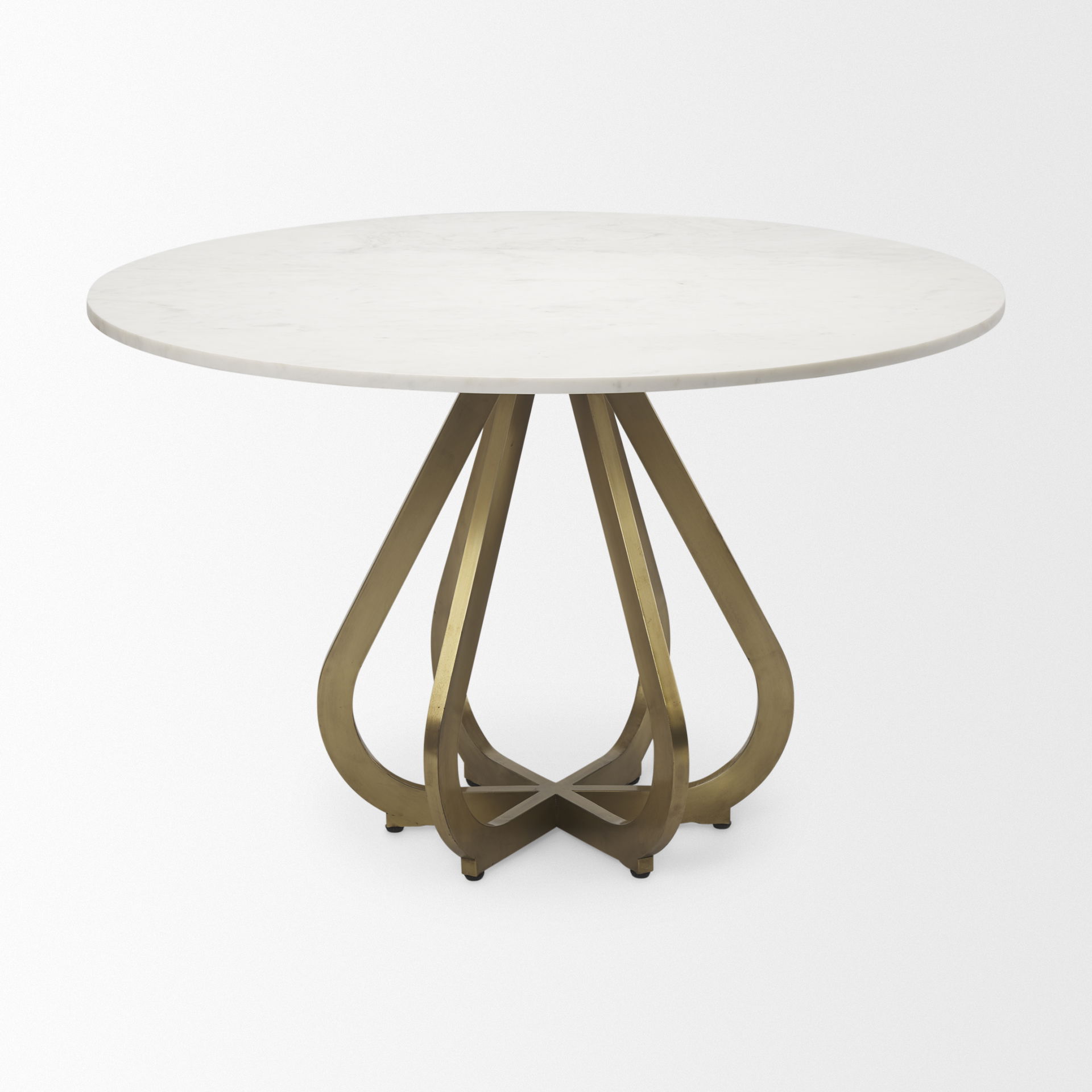 Laurent 48' Marble Top Gold Metal Base Dining Table large image 