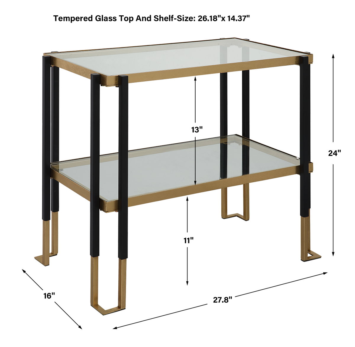 Kentmore Glass Side Table, Side & End Table by Uttermost, 27.8" width x 24" height x 16" depth View 3