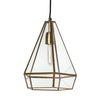 Prima 9.5x12.5 Gold Metal and Glass Pyramid Pendant Light, by Mercana, 9.5" length x 9.5" width x 12.5" height thumbnail 1