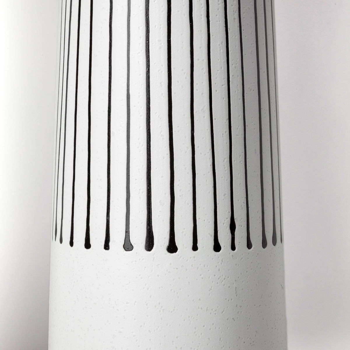 Kira I Small White Pinstripe Ceramic Vase, by Mercana, 4.92" length x 4.92" width x 17.72" height View 7
