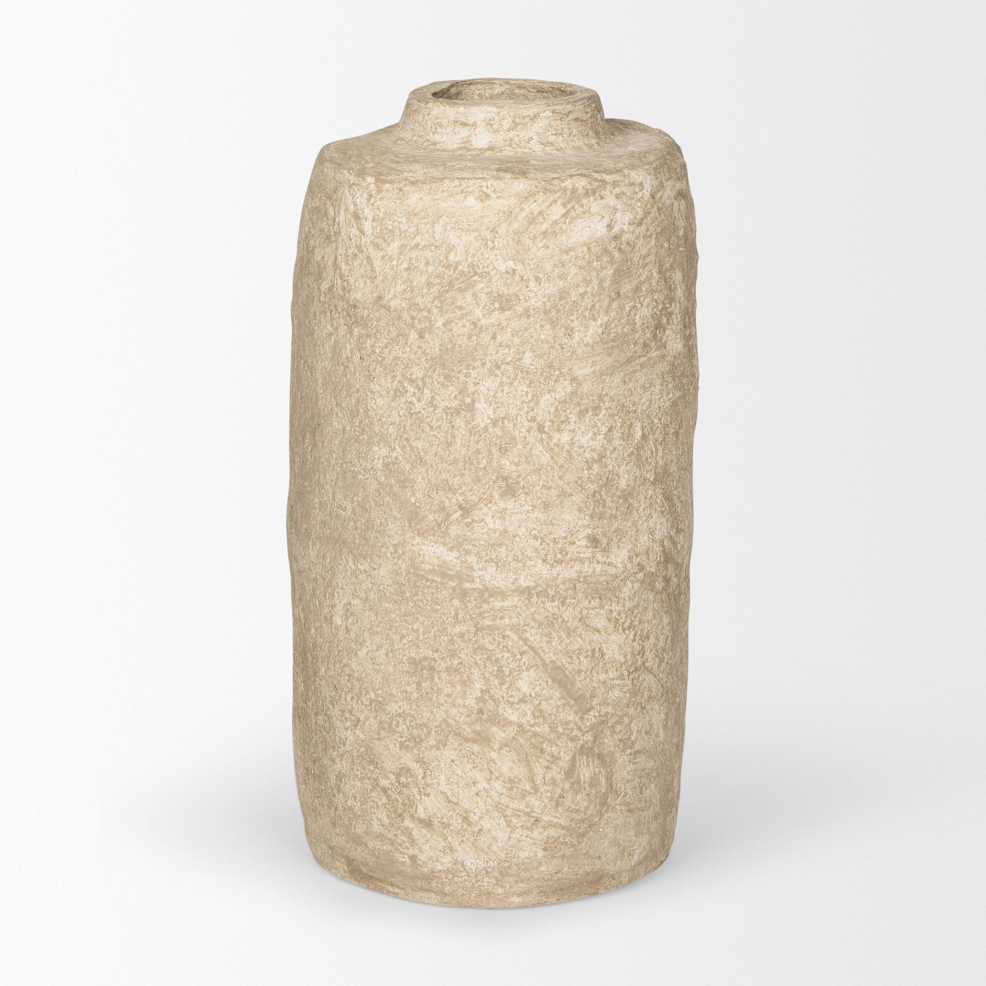Rama Small Beige Paper Mache Floor Vase, by Mercana, 14" length x 14" width x 29" height View 4