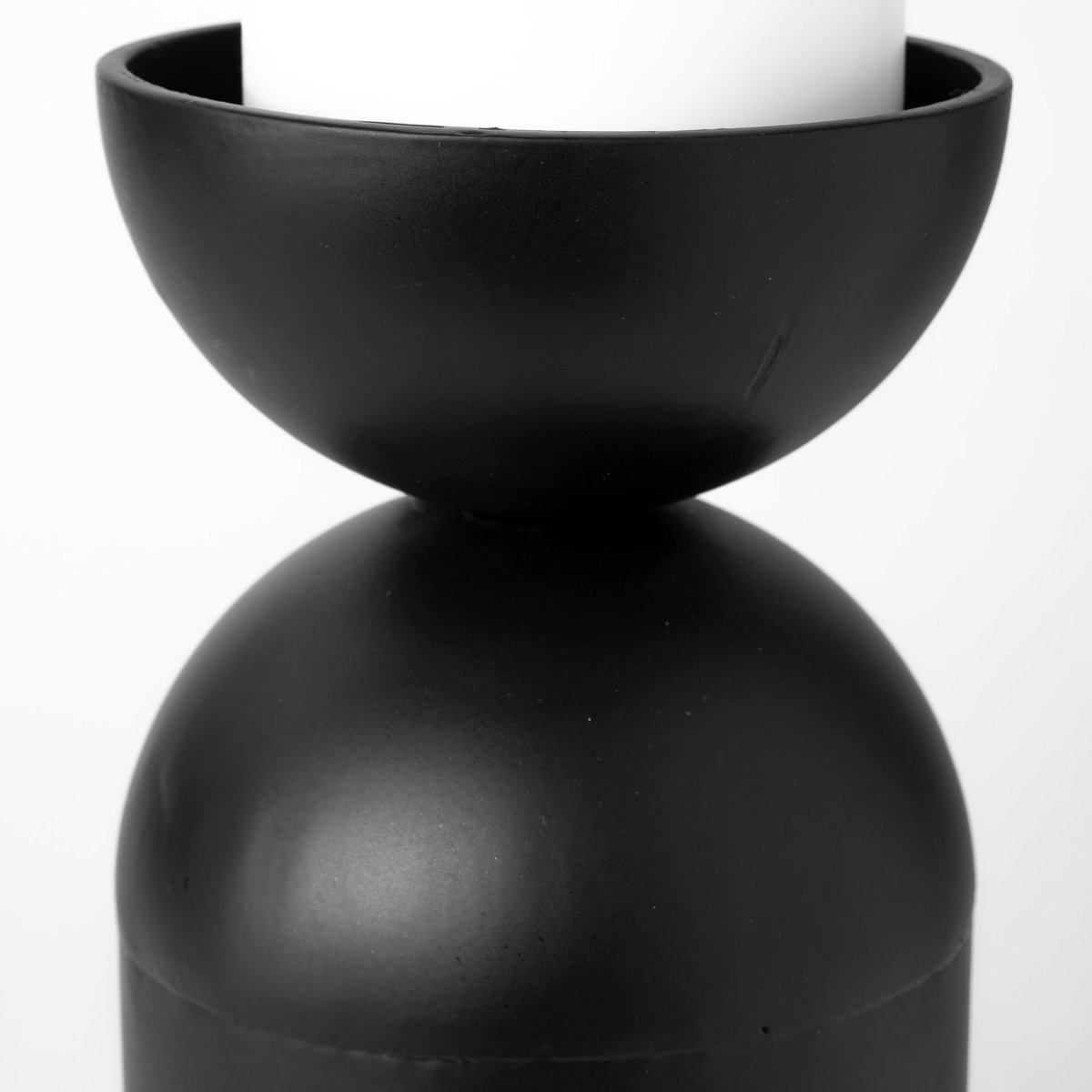 Alex Small Black Metal Cylindrical Table Candle Holder, Candles & Candle Holder by Mercana, 4.13" length x 4.13" width x 9.25" height View 7