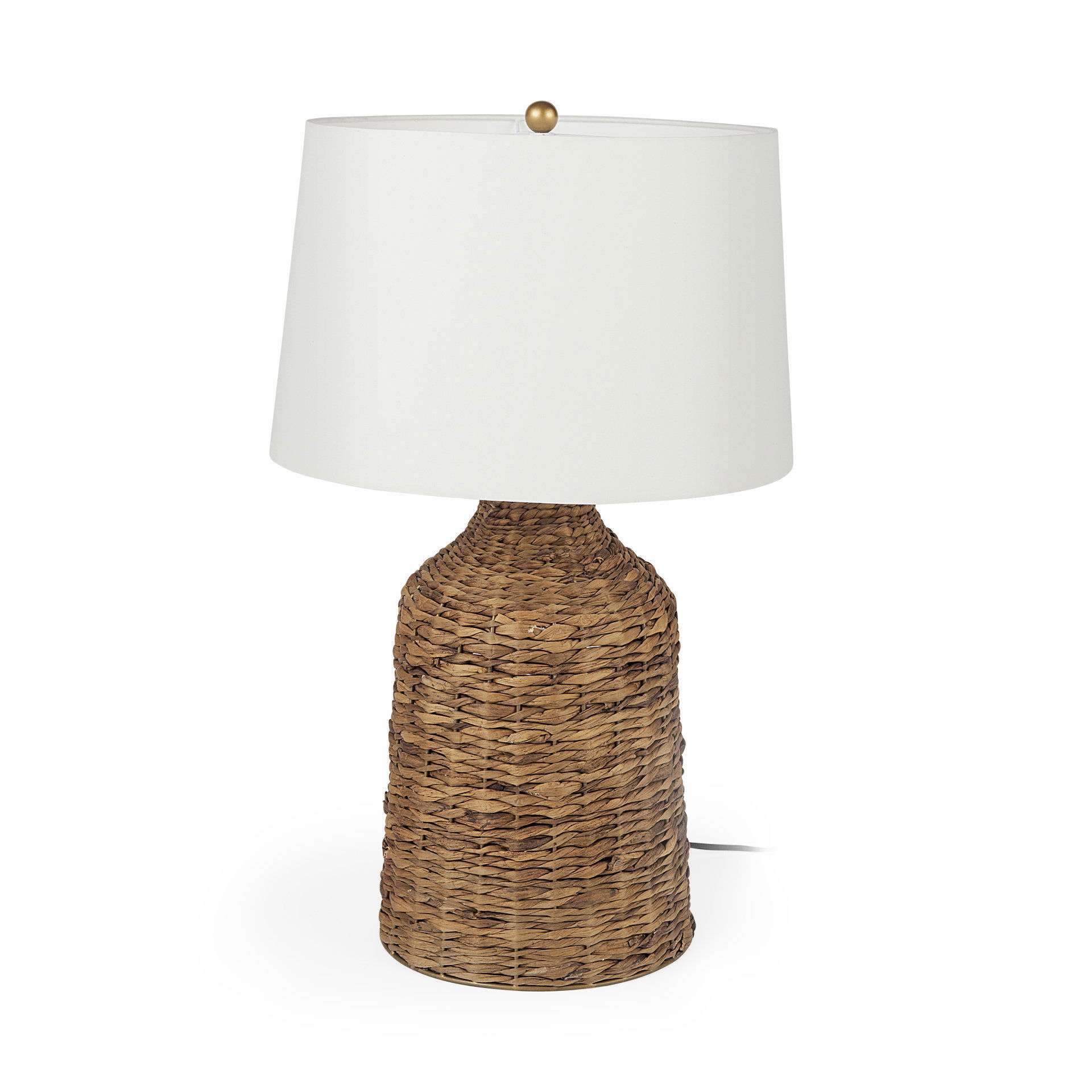 Campanile 12.0 L x 12.0 W x 18.8 H Brown Wicker Table Lamp, by Mercana, 12" length x 12" width x 18.75" height View 1