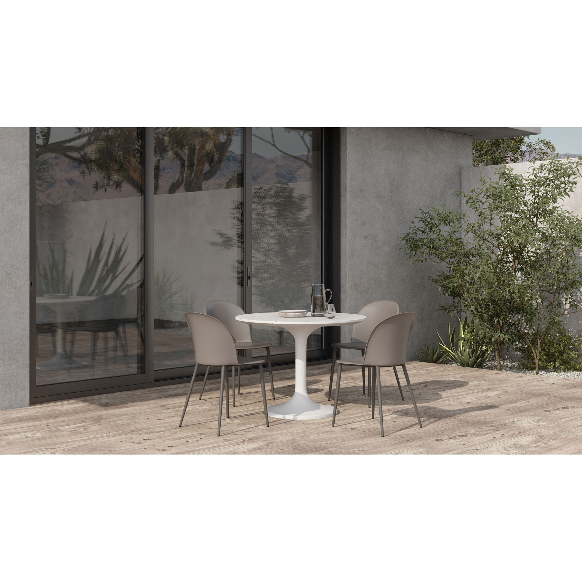 Tuli Cafe Table Light Grey, Dining Table by Moe's Home, 39.4" width x 29.9" height x 39.4" depth View 7