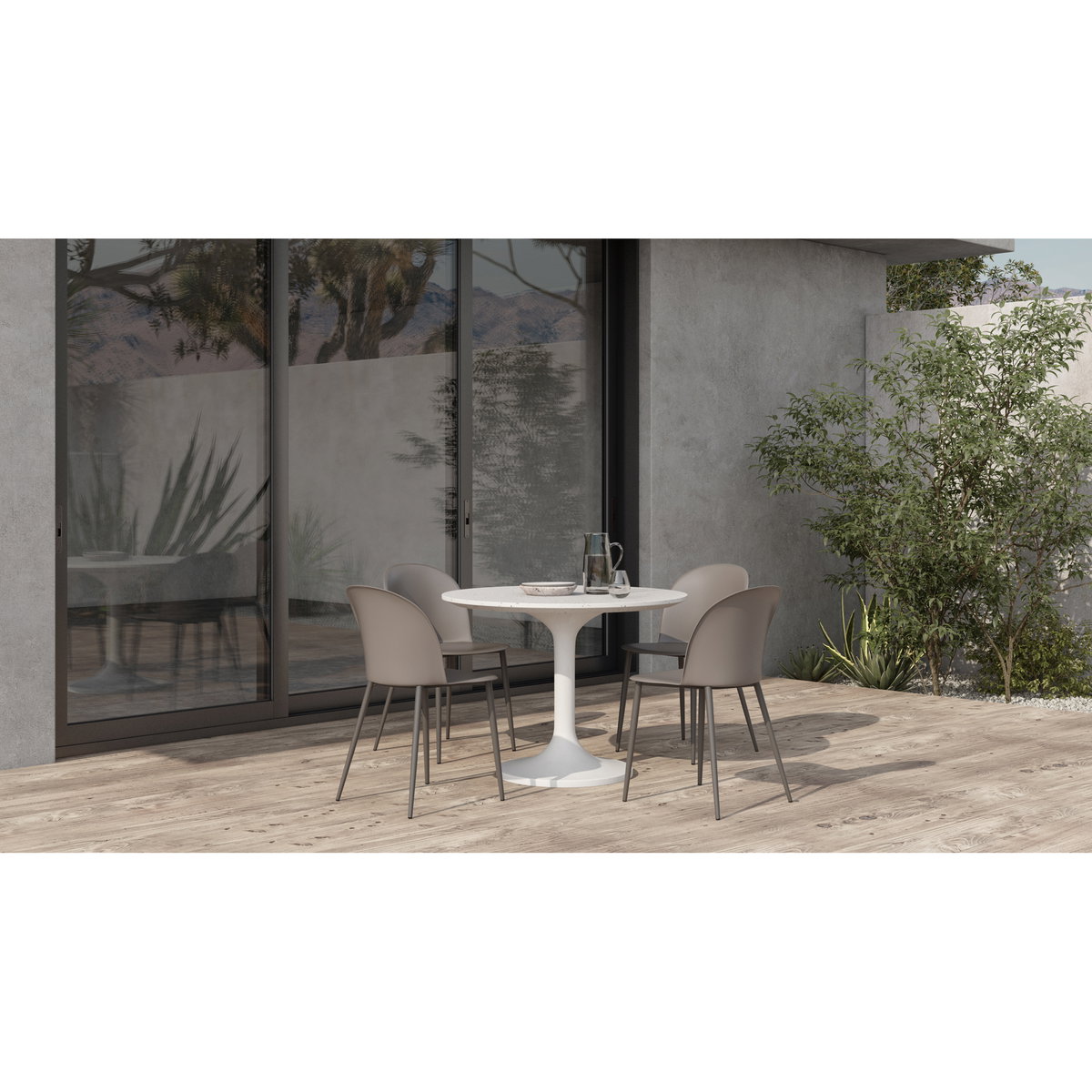 Tuli Outdoor Cafe Table White Terrazzo, Outdoor Table by Moe's Home, 3'3.4" width x 2'5.9" height x 3'3.4" depth View 7