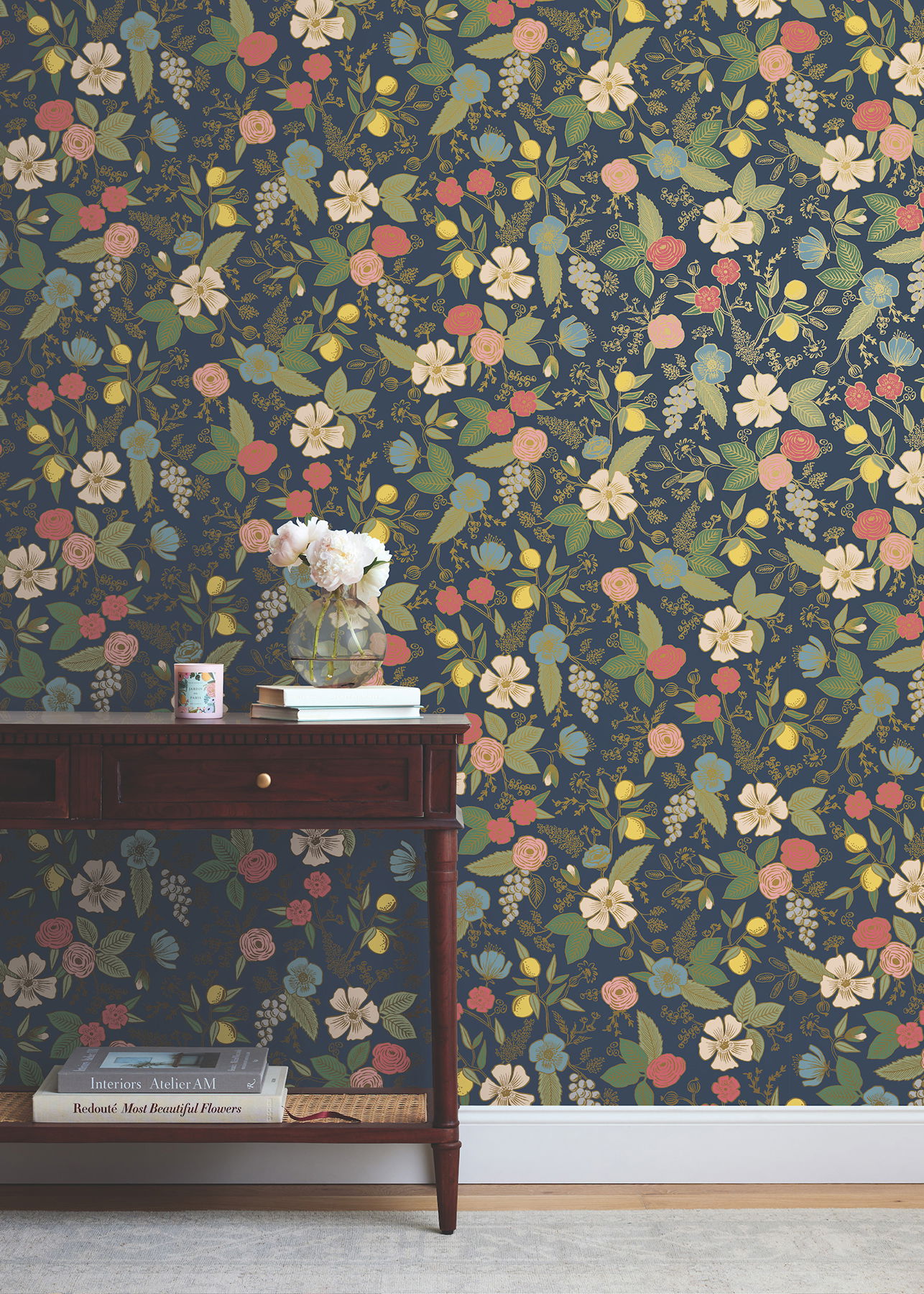 Colette Navy Peel & Stick Wallpaper large image 