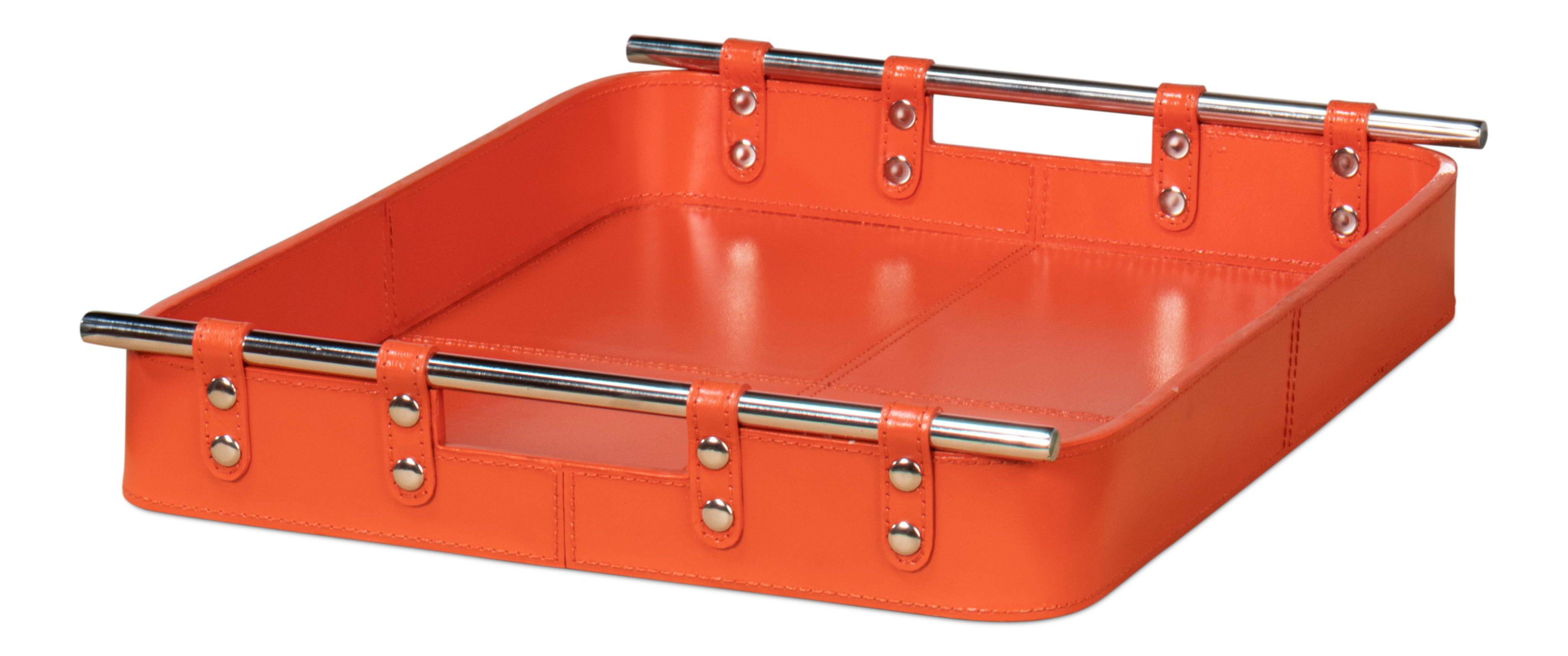 Safari Leather Tray, Orangeade large image 