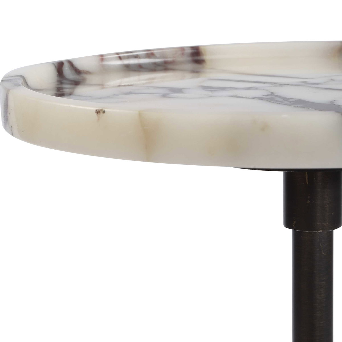 Brunson White Marble Drink Table, Side & End Table by Uttermost, 9.5" width x 24" height x 9.5" depth View 5