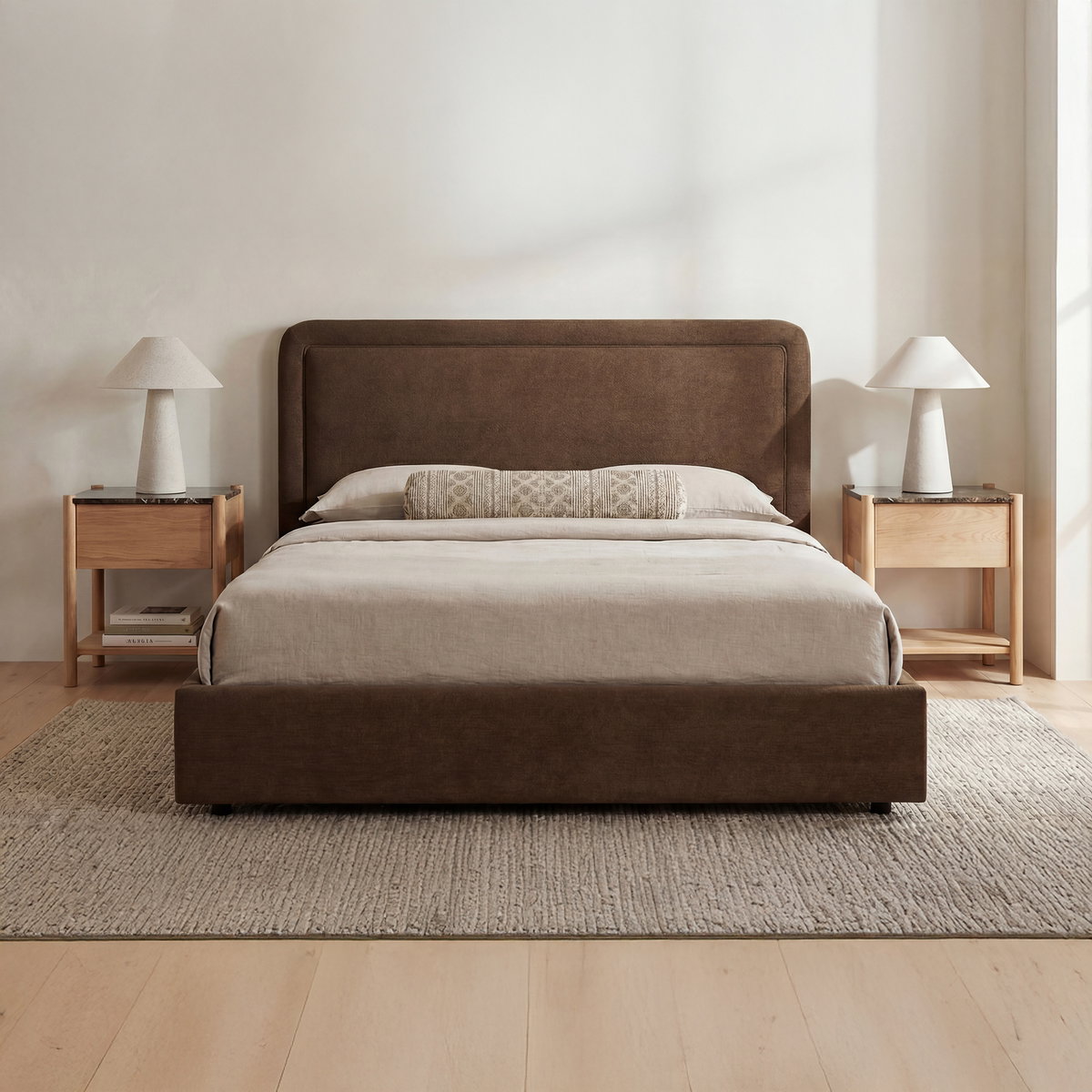 Simon King Storage Bed Brown, by Moe's Home, 7'6.55" width x 4'3.18" height x 7'4.98" depth View 7