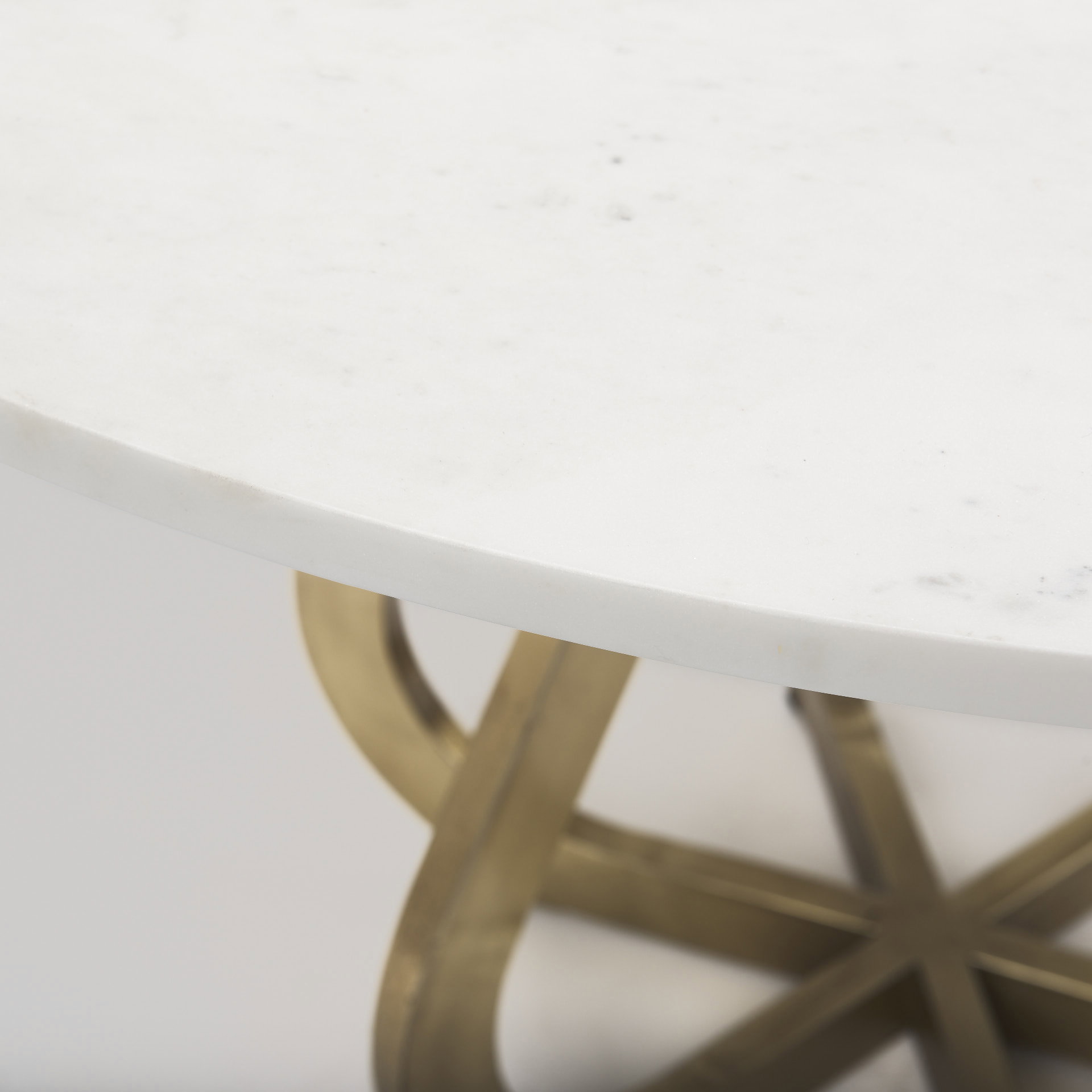 Laurent 48' Marble Top Gold Metal Base Dining Table, by Mercana, 48" length x 48" width x 30.25" height View 7