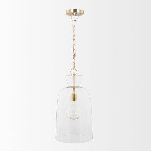 Sadah Tall Clear Blown Glass with Gold Metal Pendant Light