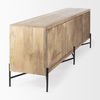 Cairo 78x19 Brown Solid Wood Black Metal Base 4 Door Cabinet Sideboard thumbnail 6