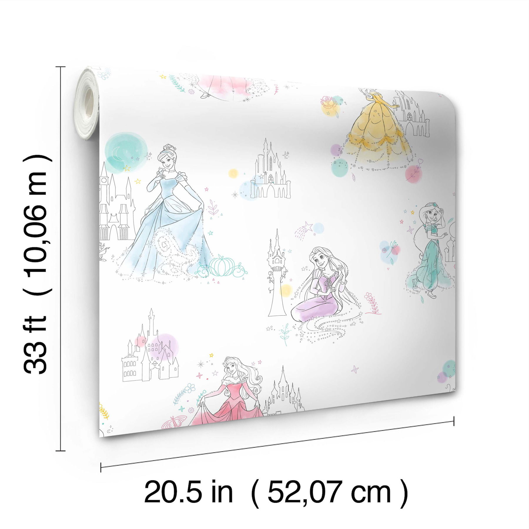 Disney Princess Pretty Elegant White Wallpaper, by York Wall, 33' length x 1'8.5" width x 0.02" depth View 7