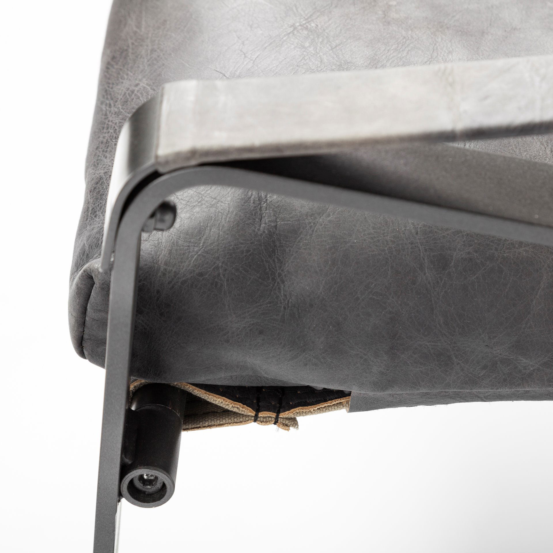 Hornet II Black Leather Body Metal Frame Accent Chair, by Mercana, 27.17" length x 36.61" width x 34.25" height View 13